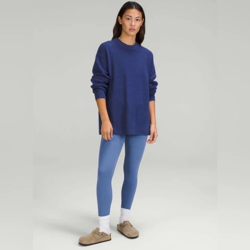 Lululemon Merino Wool Blend Ribbed Crewneck Sweater, Heathered Psychic Blue, 12 - Picture 2 of 9